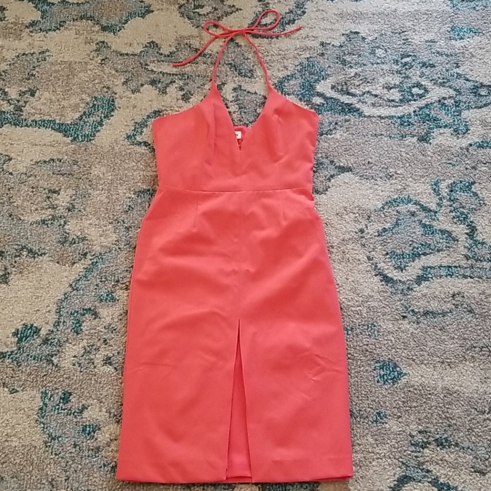 NWOT Kittenish Cabo Nights Coral Halter Midi Dress